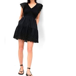 Gap Flutter Sleeve Eyelet Mini Dress Size XS Petite